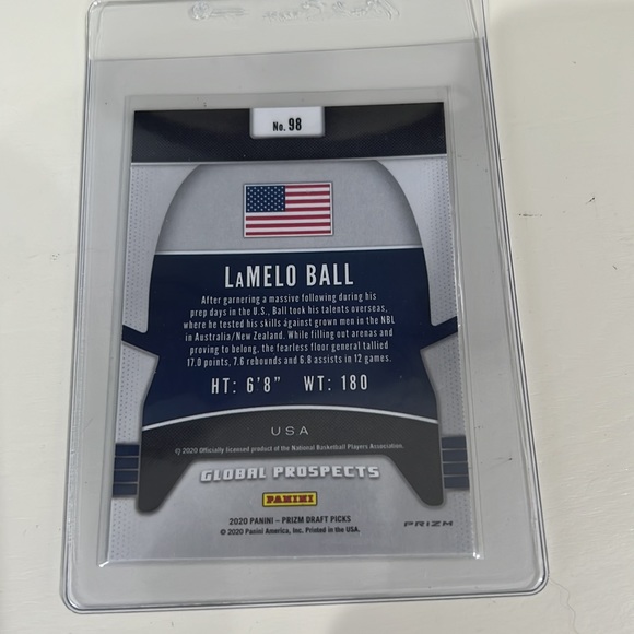 LaMelo Ball 2020 Panini Prizm Draft Picks Global Prospects Green Prizm RC #98 - Picture 8 of 8